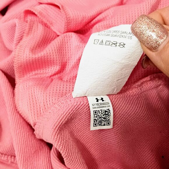 Under Armour PINK Top Size SP COWL NECK Mesh Long Sleeve Loose Coupe Barbiecore - Picture 10 of 10